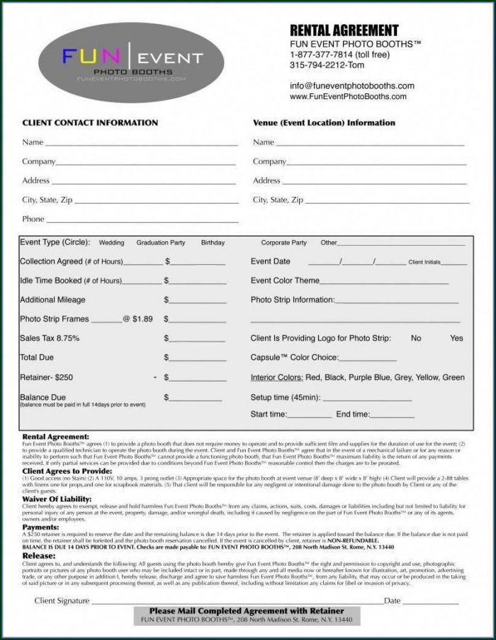 Party Rental Contract Template Party Rental Contract Template