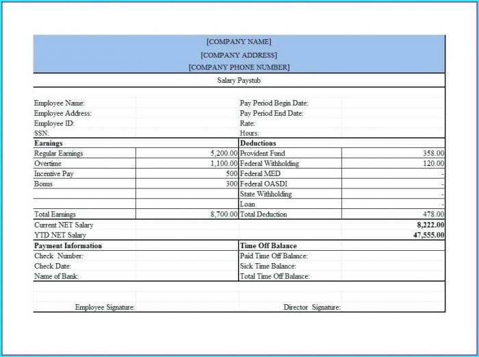 Pay Statement Template Canada Pay Statement Template Canada