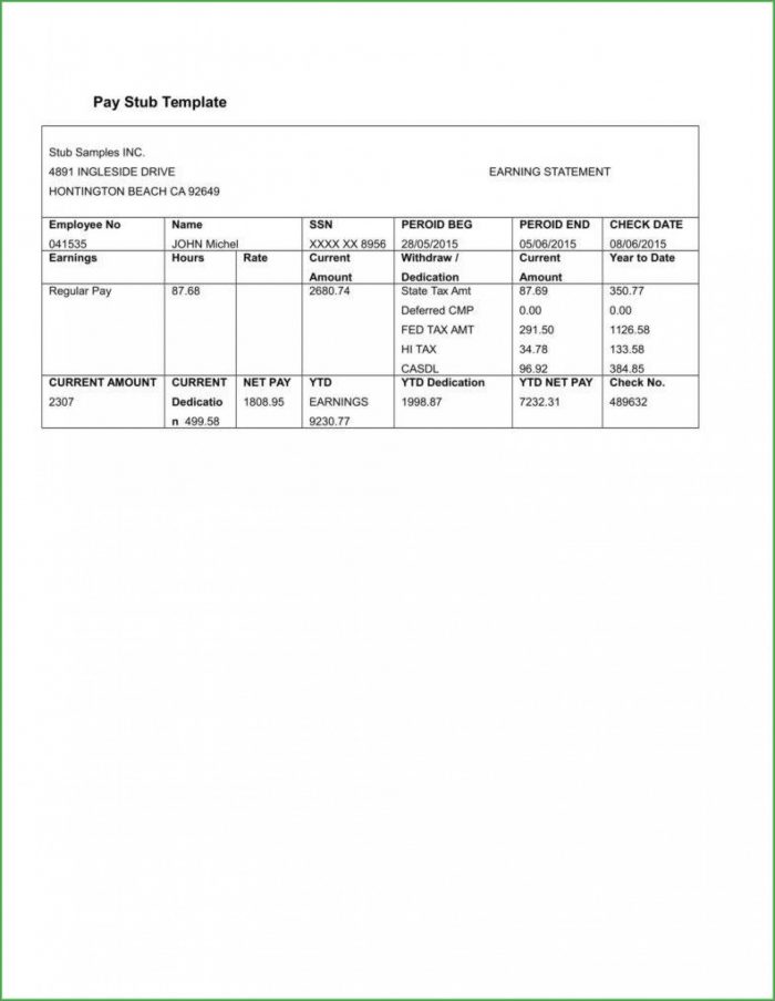 Payroll Pay Stub Template Free Canada Payroll Pay Stub Template Free Canada