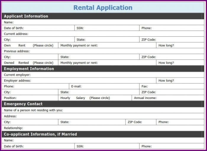 Pdf Printable Rental Application Template Pdf Printable Rental Application Template