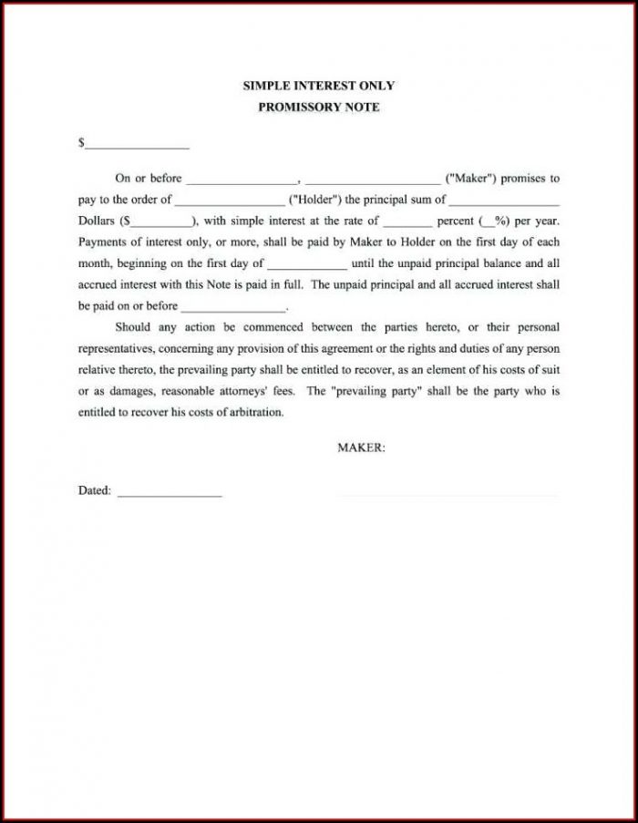 Personal Loan Promissory Note Template Personal Loan Promissory Note Template