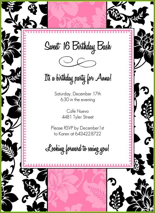 Pink And Black Invitation Template Pink And Black Invitation Template