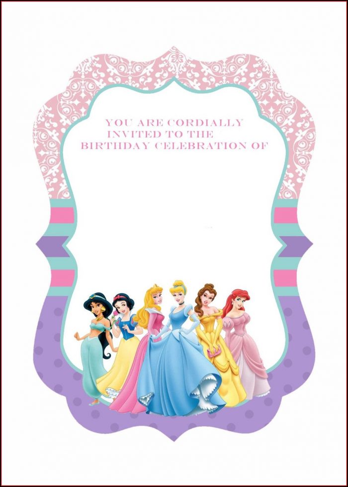 Princess Birthday Invitations Template Free Princess Birthday Invitations Template Free