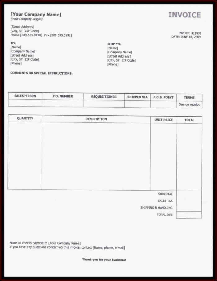 Printable Basic Self Employed Invoice Template Printable Basic Self Employed Invoice Template