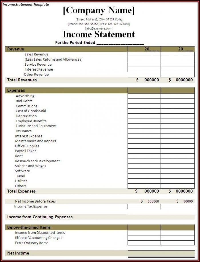 Printable Blank Income Statement Template Printable Blank Income Statement Template