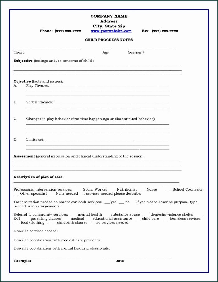 Printable Counseling Case Notes Template Printable Counseling Case Notes Template