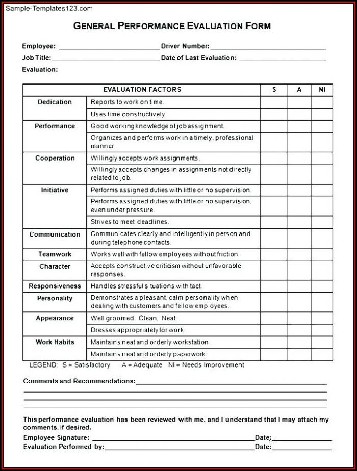 Printable Free Employee Evaluation Template Printable Free Employee Evaluation Template