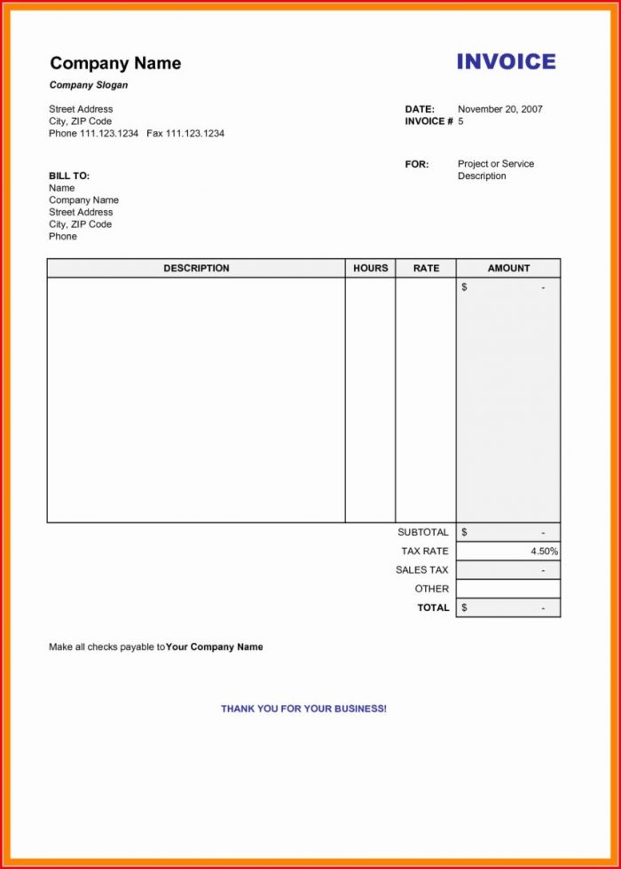 Printable Invoice Template Free Download Printable Invoice Template Free Download