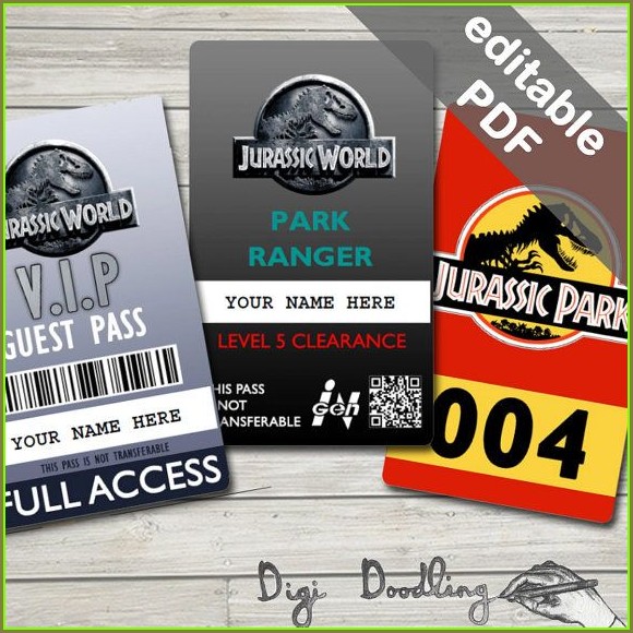 Printable Jurassic Park Id Badge Template Free Printable Jurassic Park Id Badge Template Free