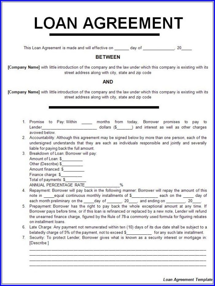 Printable Loan Agreement Template Pdf Printable Loan Agreement Template Pdf