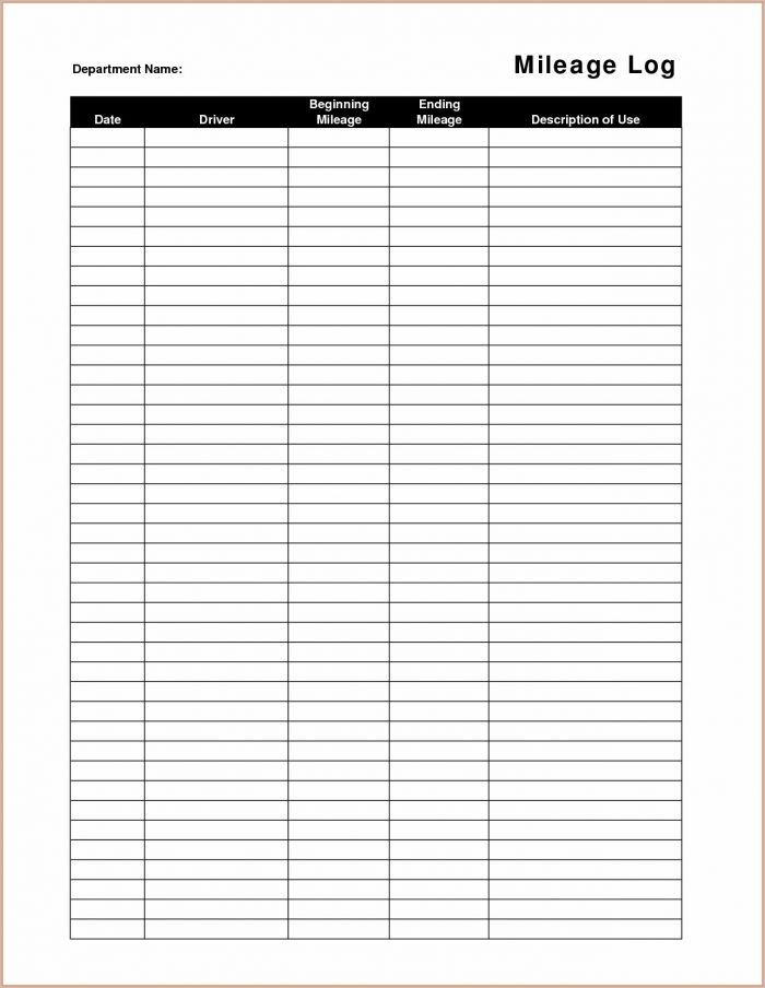 Printable Mileage Log Template Free Printable Mileage Log Template Free