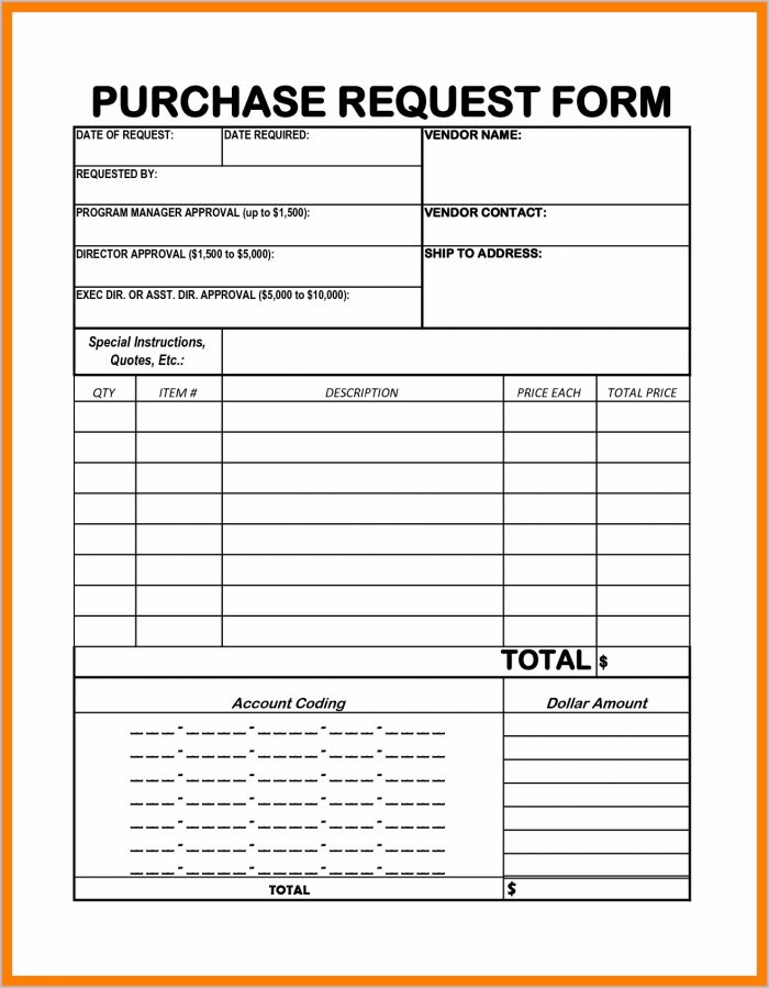 Printable Purchase Order Request Form Template Word Printable Purchase Order Request Form Template Word