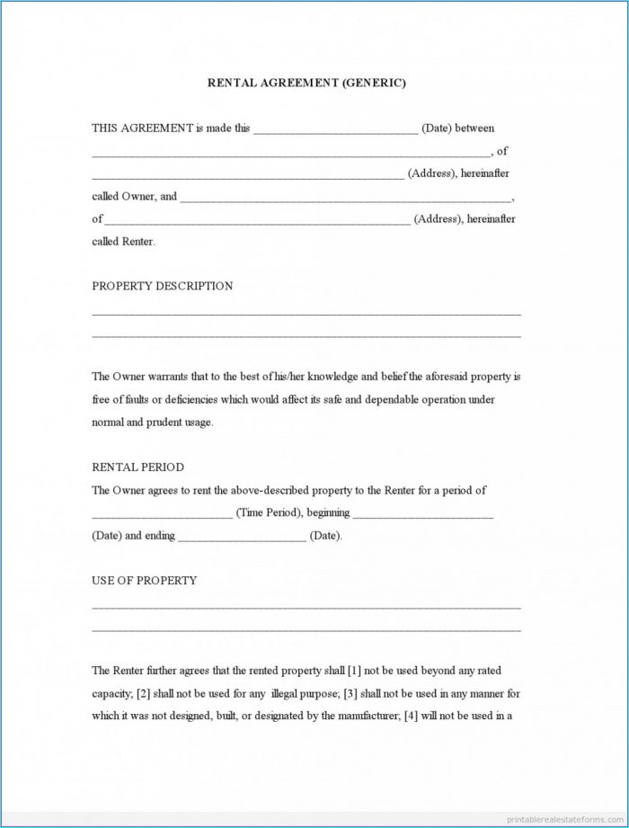 Printable Rental Agreement Template Word Printable Rental Agreement Template Word