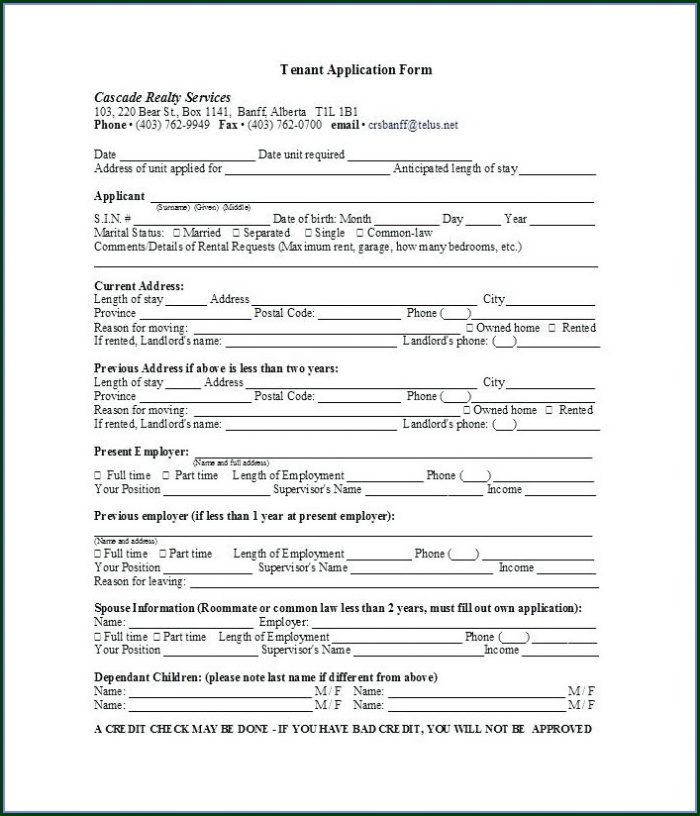 Printable Renters Application Template Printable Renters Application Template