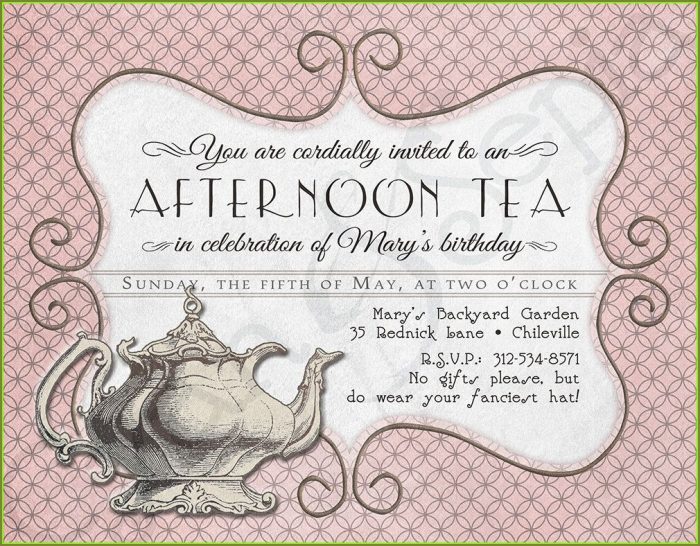 Printable Tea Party Invitation Template Printable Tea Party Invitation Template