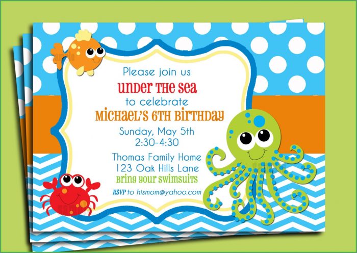 Printable Under The Sea Invitation Template Free Printable Under The Sea Invitation Template Free