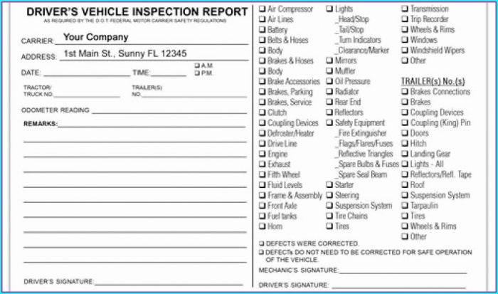 Printable Vehicle Inspection Report Template Printable Vehicle Inspection Report Template
