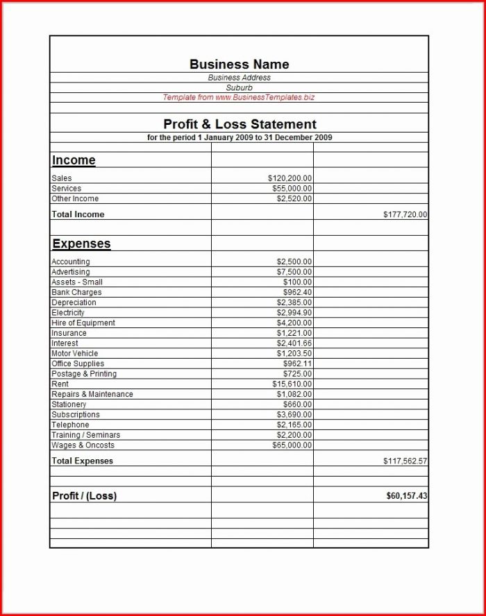 Profit And Loss Statement Templates Profit And Loss Statement Templates