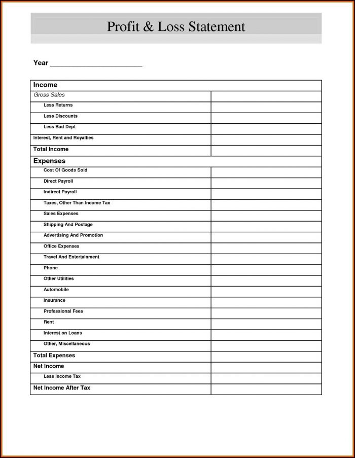 Profit Loss Statement Template Free Profit Loss Statement Template Free