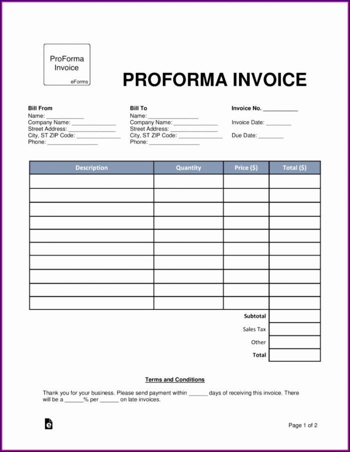 Proforma Invoice Templates Excel Proforma Invoice Templates Excel