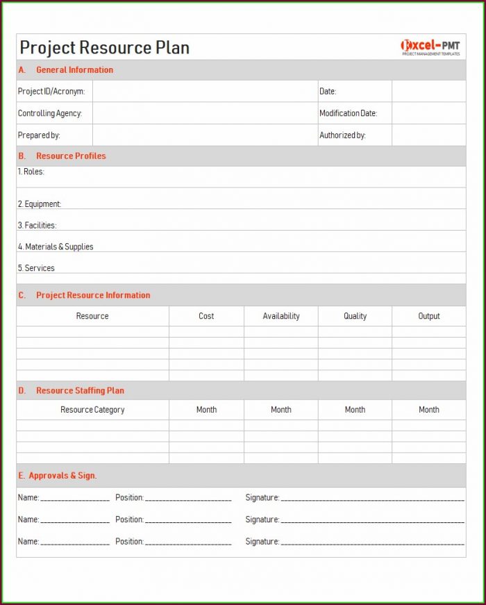 Project Management Resource Plan Template Project Management Resource Plan Template