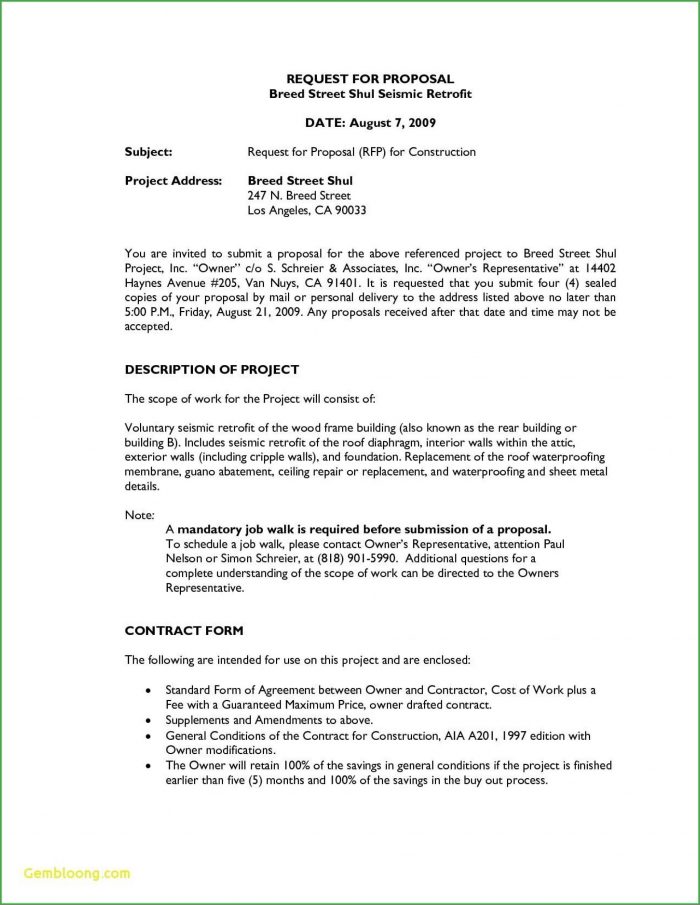 Request For Proposal Construction Rfp Template Request For Proposal Construction Rfp Template