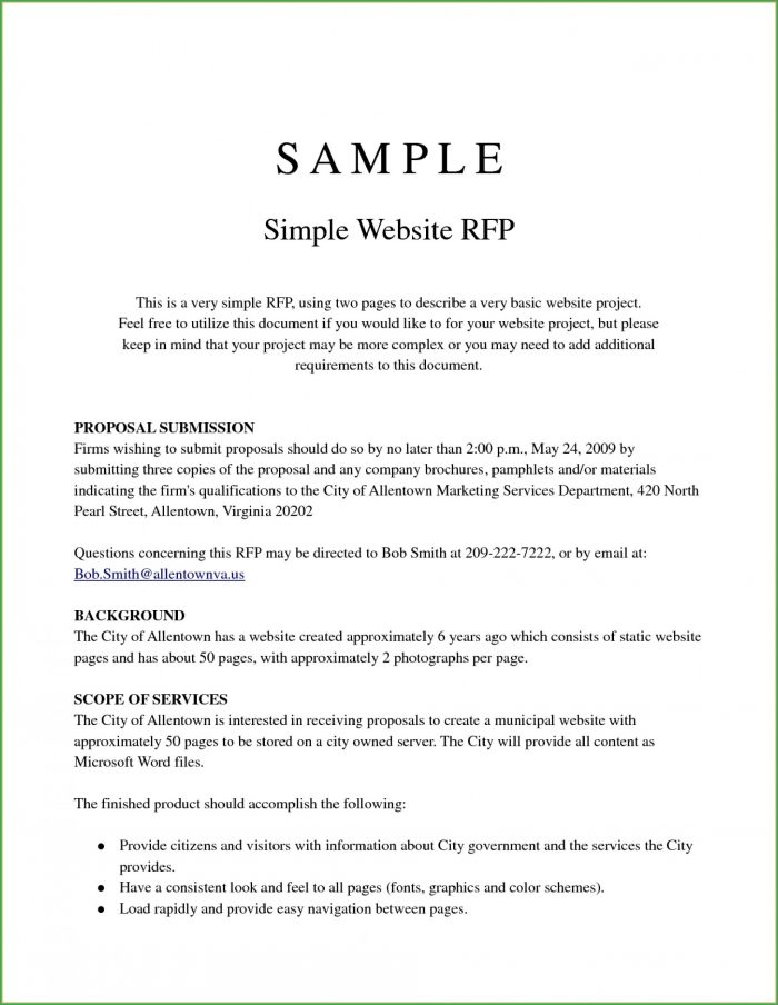Request For Proposal Sample Rfp Template Request For Proposal Sample Rfp Template
