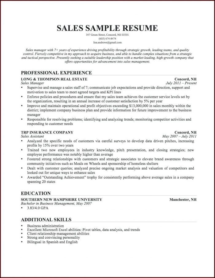 Resume Templates For Sales Manager Resume Templates For Sales Manager