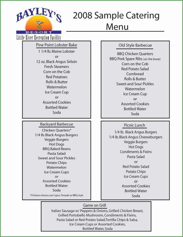 Sample Catering Menu Templates Sample Catering Menu Templates