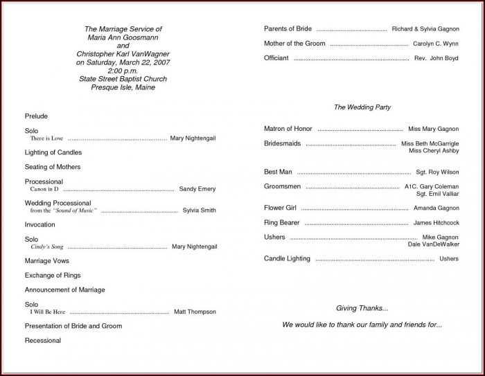 Sample Wedding Program Templates Sample Wedding Program Templates