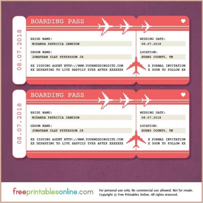 Save The Date Boarding Pass Template Save The Date Boarding Pass Template