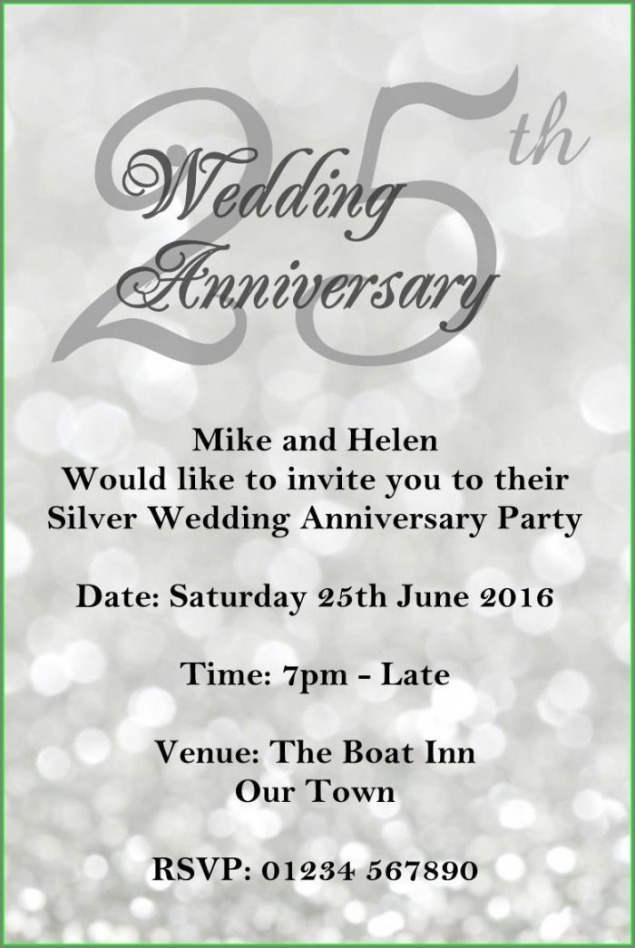Silver Wedding Anniversary Invitations Templates Silver Wedding Anniversary Invitations Templates