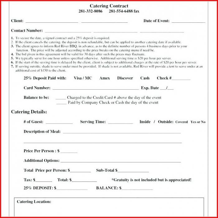 Simple Catering Contract Template Simple Catering Contract Template