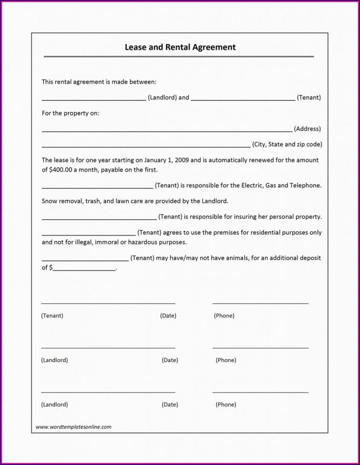 Simple Lease Agreement Template Pdf Simple Lease Agreement Template Pdf