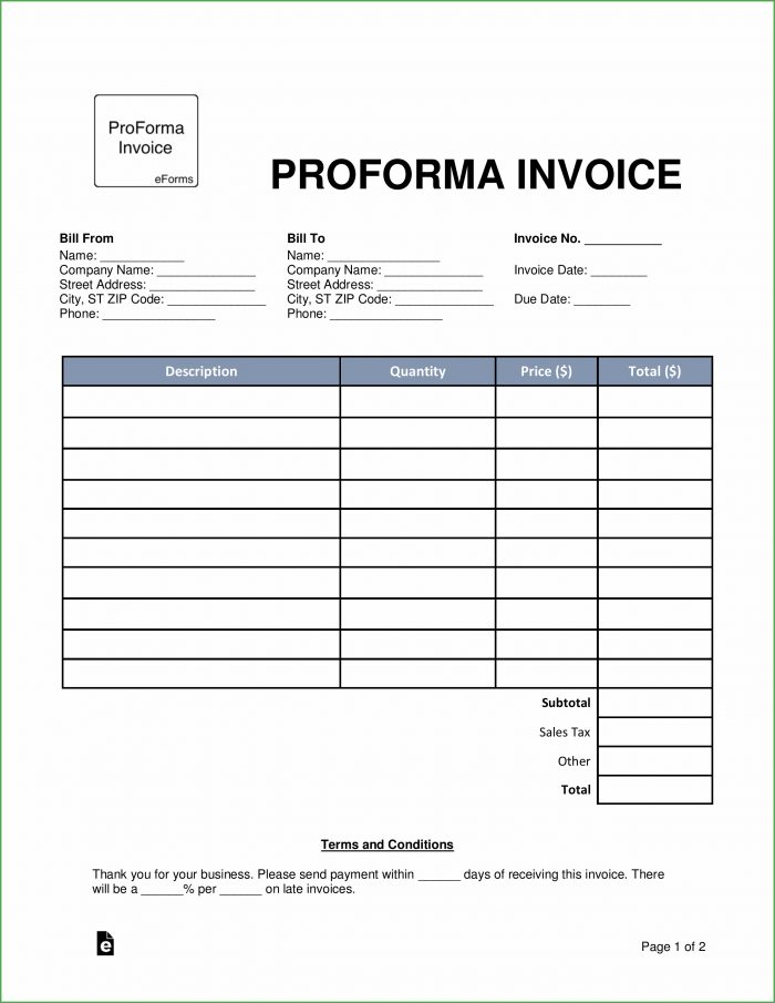 Simple Proforma Invoice Template Word Simple Proforma Invoice Template Word