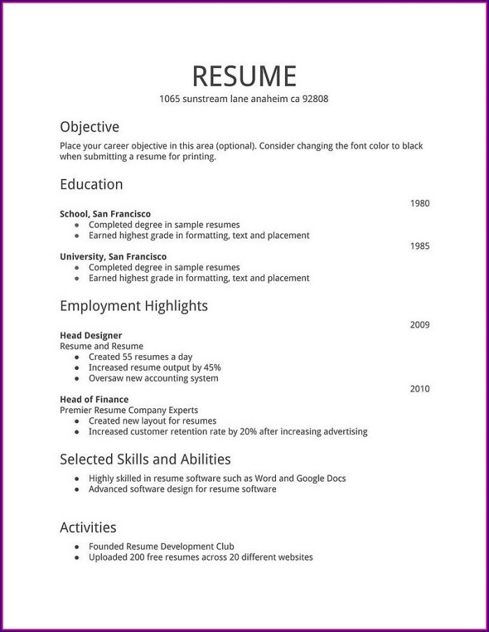 Simple Resume Template Download Simple Resume Template Download