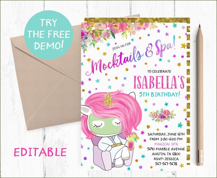 Spa Party Invitation Template Spa Party Invitation Template