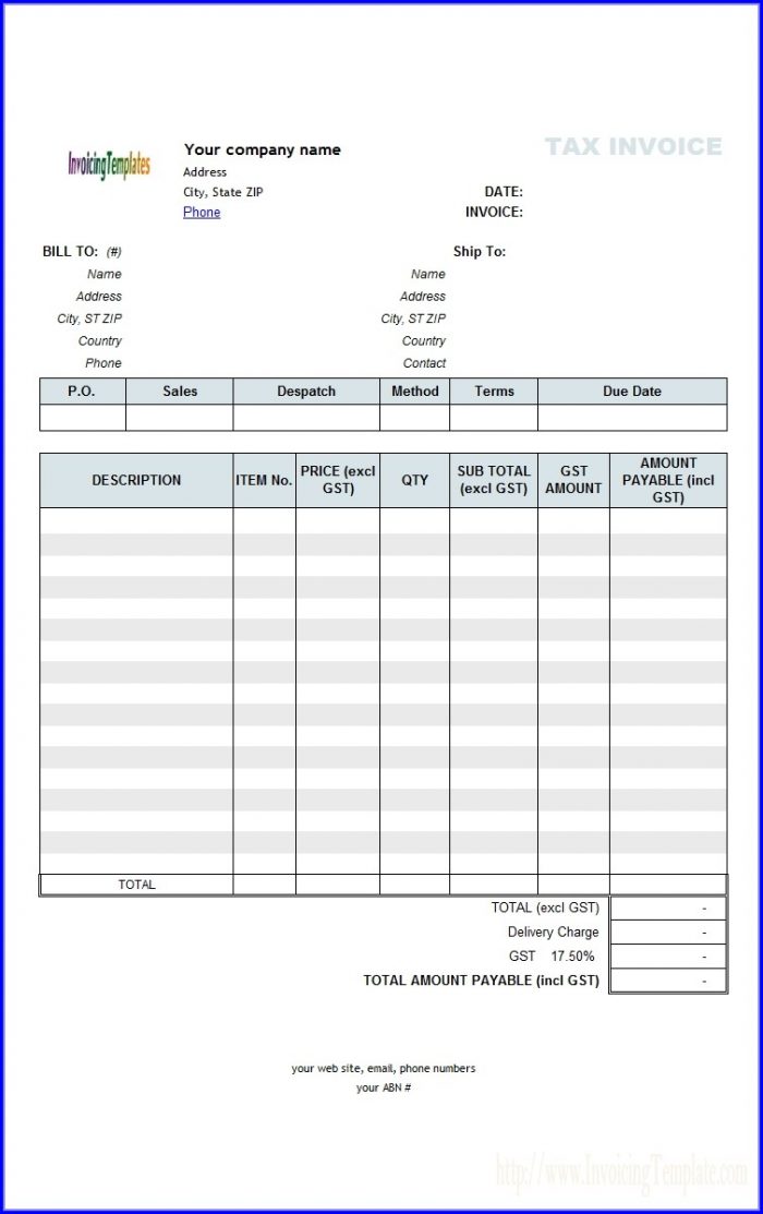 Tax Invoice Template Australia Tax Invoice Template Australia