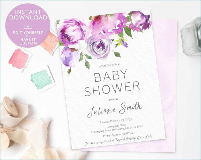 Template Baby Shower Invitation Editable Template Baby Shower Invitation Editable