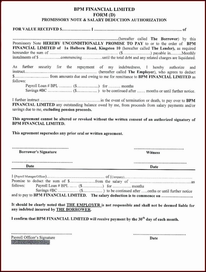 Template For Promissory Note For Personal Loan Template For Promissory Note For Personal Loan