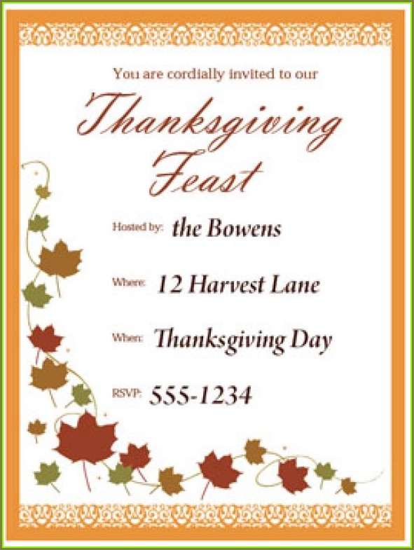 Template Printable Party Invitations Thanksgiving Invitation Template Printable Party Invitations Thanksgiving Invitation