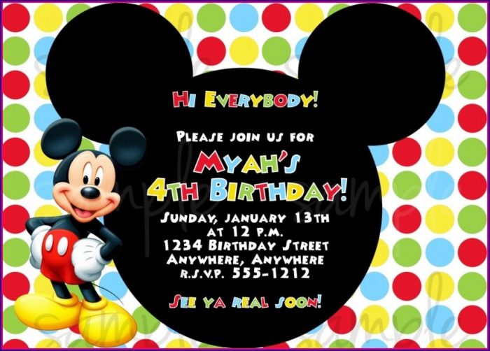 Templates Free Editable Mickey Mouse Birthday Invitation Template Templates Free Editable Mickey Mouse Birthday Invitation Template