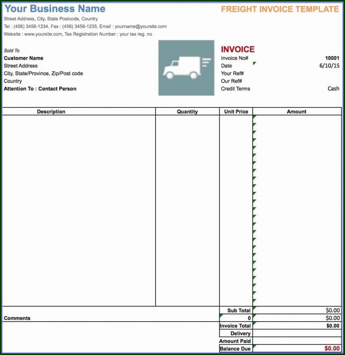 Transport Company Invoice Template Transport Company Invoice Template