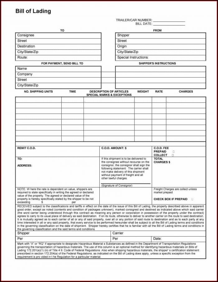 Trucking Bill Of Lading Template Google Docs Trucking Bill Of Lading Template Google Docs
