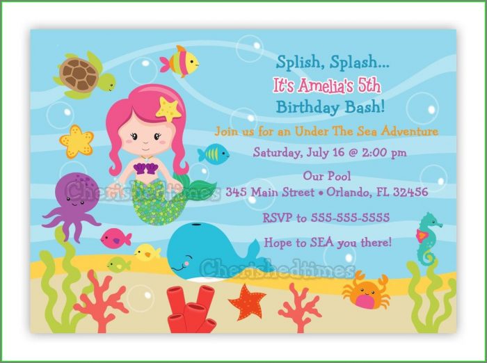 Under The Sea Party Invitation Template Under The Sea Party Invitation Template