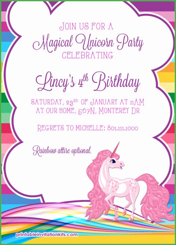 Unicorn Birthday Invitation Templates Unicorn Birthday Invitation Templates
