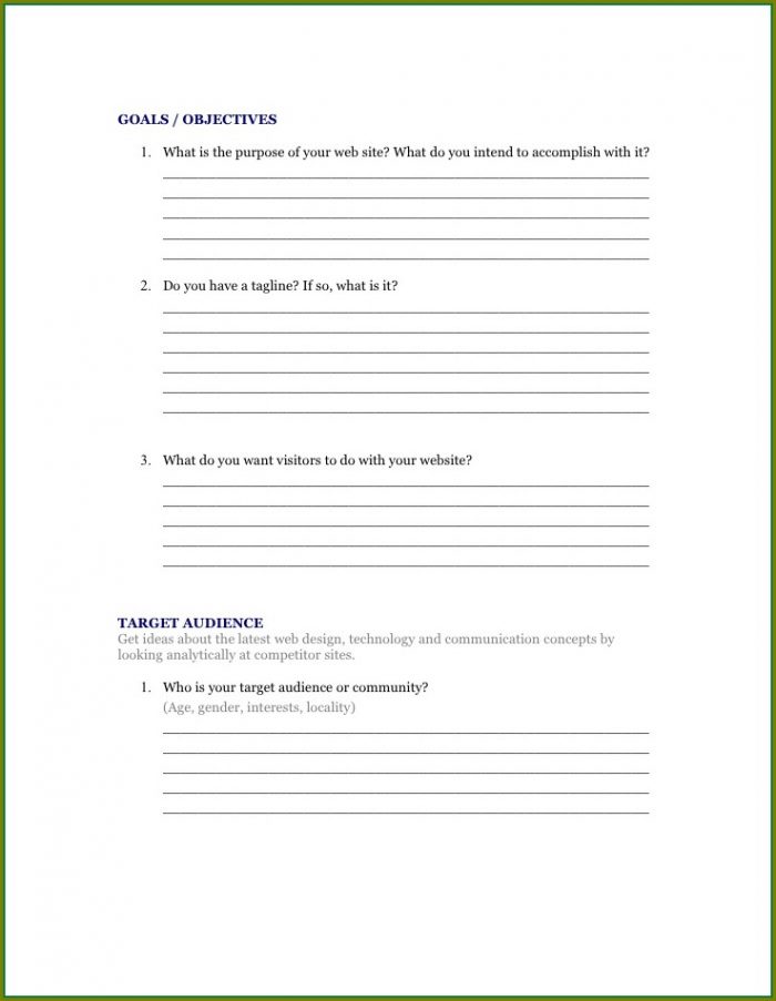 Web Design Questionnaire Template Web Design Questionnaire Template