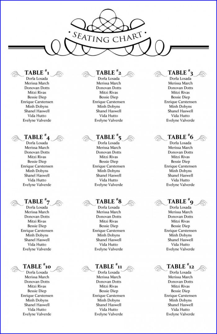 Wedding Seating Chart Template 10 Per Table Wedding Seating Chart Template 10 Per Table