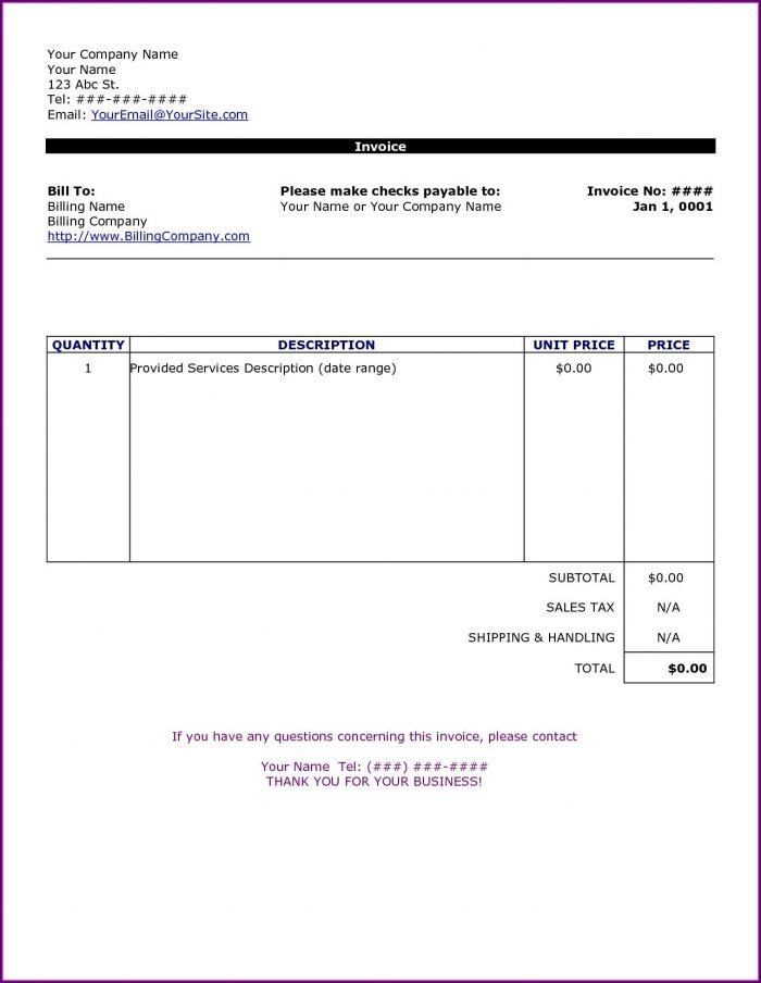 Word Document Blank Invoice Template Word Document Blank Invoice Template