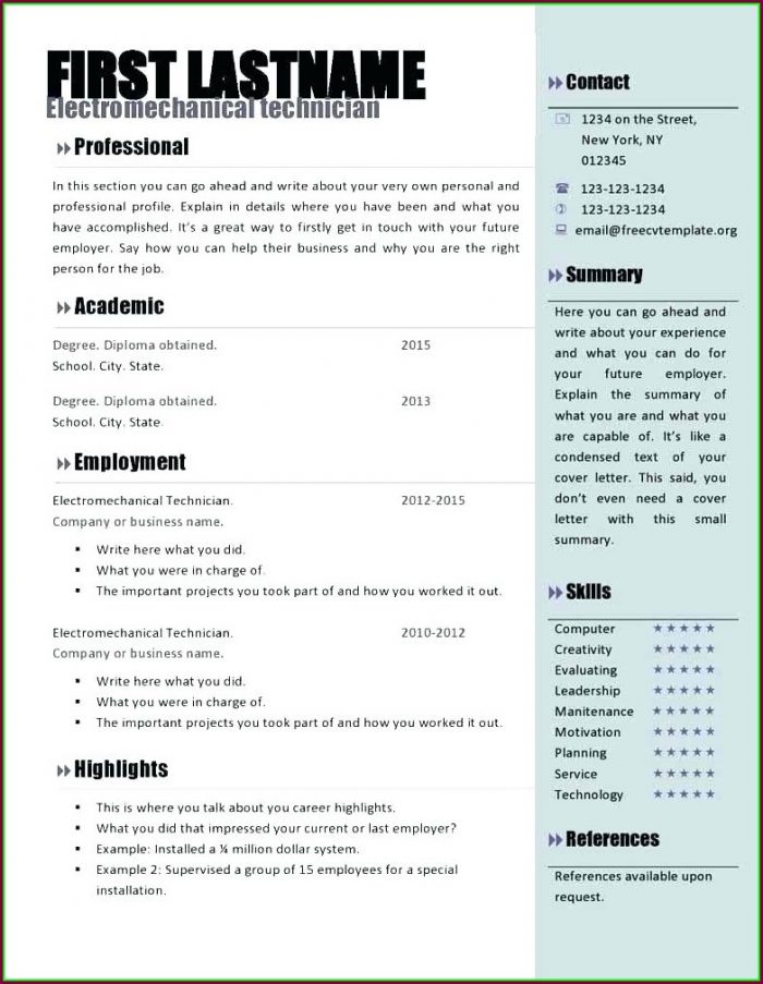 Word Document Free Resume Templates Word Document Free Resume Templates